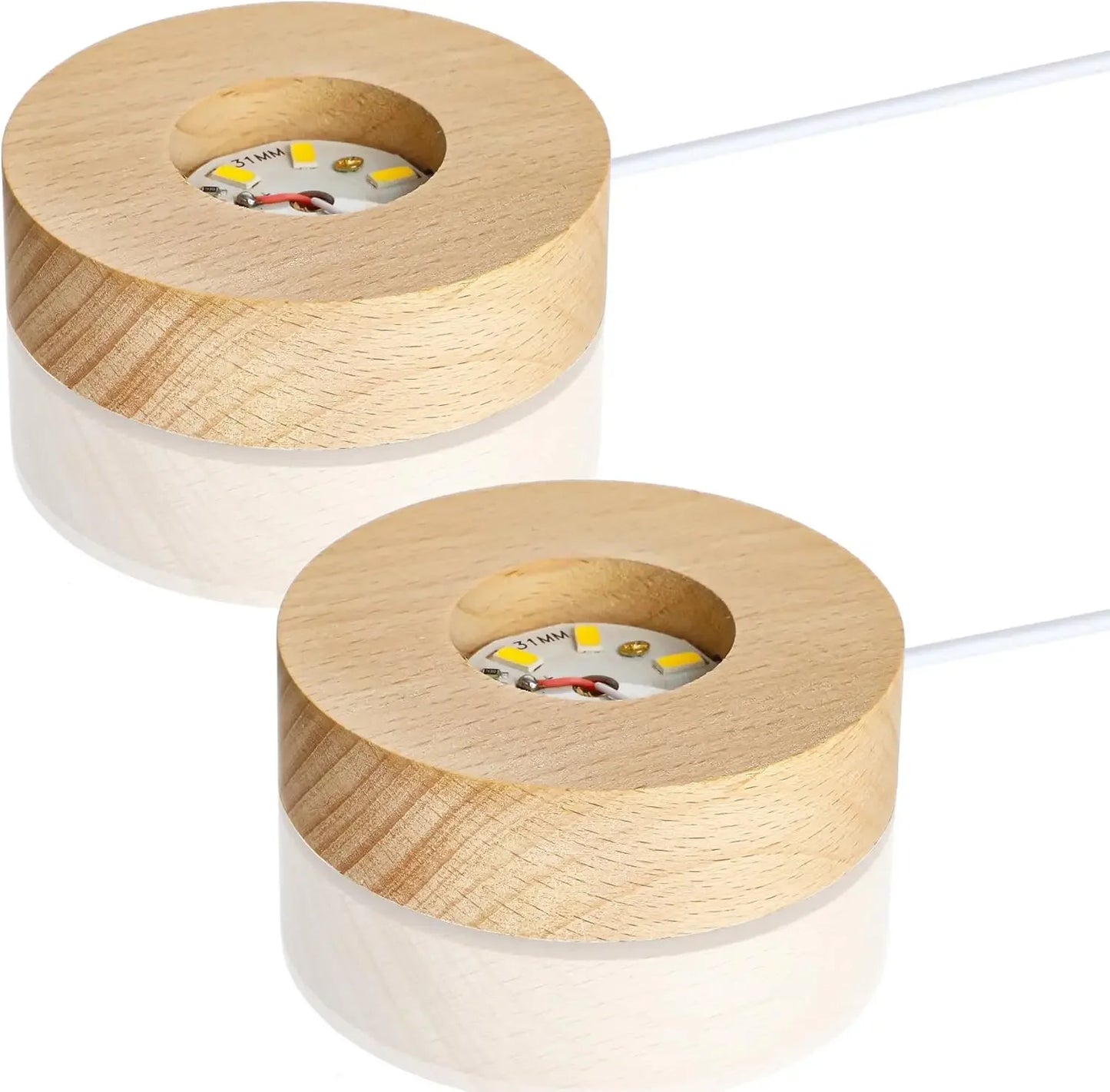 5-8cm Solid Wood LED USB Lamp Holder Display Base Night Light Luminous Bottle Coasters Crystal Ball Glass Ornament Stand Decor