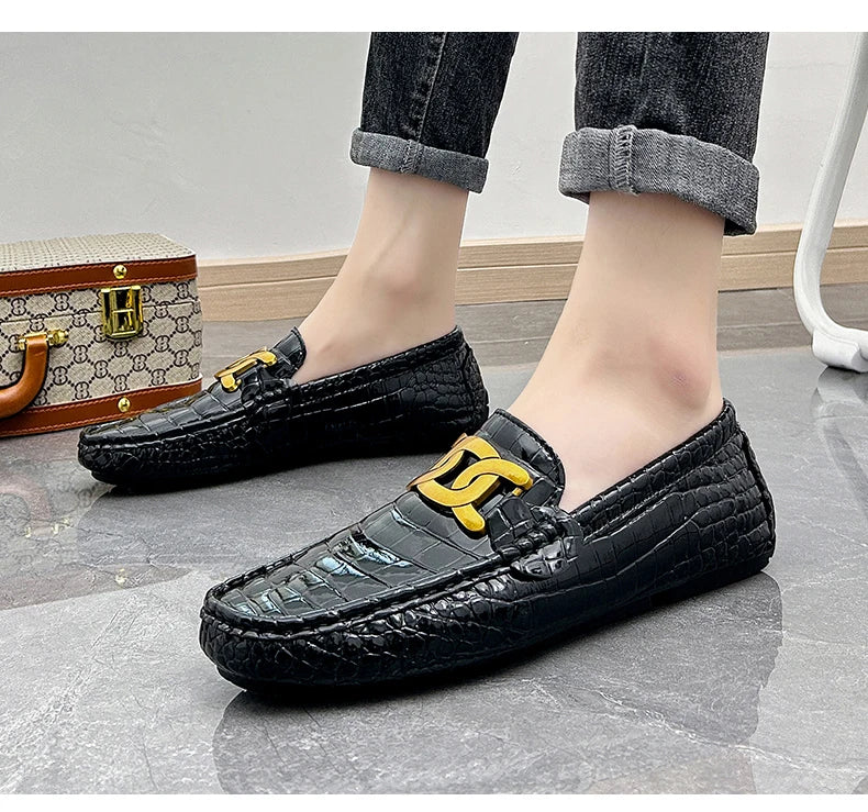 Man Shoes Leather Casual Shoes for Man Luxury Hand Sewn Fashion Flats Summer Breathable Outdoor Male Slip on Loafers Designer