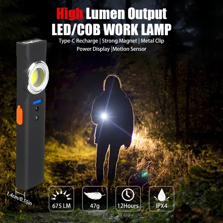 Super Bright Keychain Flashlight Mini COB Portable Work Light USB Rechargeable Outdoor Camping Fishing Pocket Lamps With Magnet
