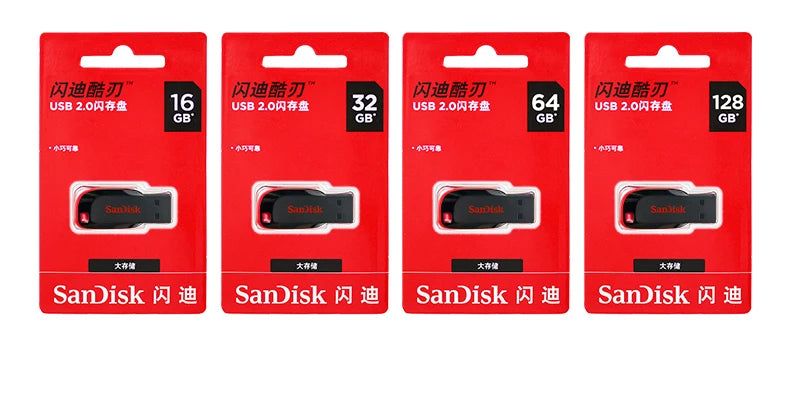 SanDisk USB Flash Drive 128GB 16GB 32GB 64GB Original HIgh Speed Pen Drive Flash Memory Stick USB2.0 U disk for PC USB Pendrive