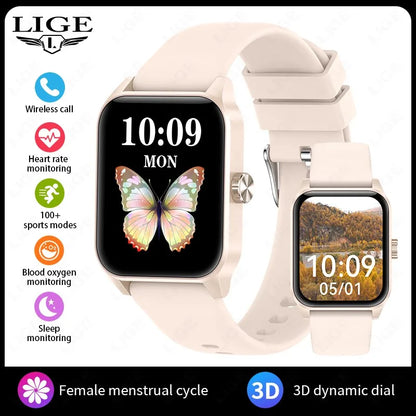 LIGE Smartwatch dla mężczyzn i kobiet Luksusowy Wodoszczelny Zegarek Sportowy z Pełnym Ekranem Dotykowym Smartwatch Fitness dla Xiaomi Huawei Android iOS iPhone