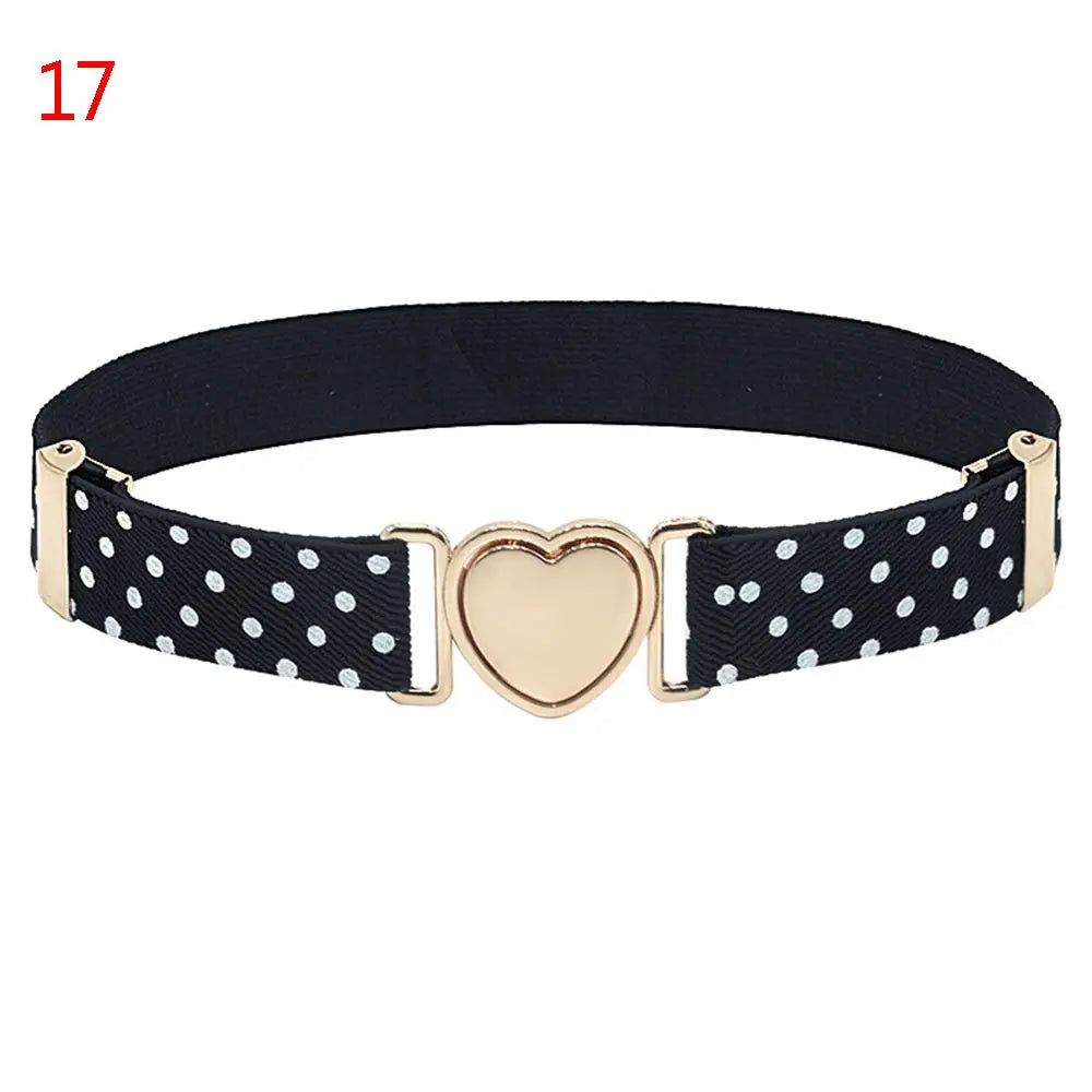 2022 Children Stretch Belts Girls Multicolor Adjustable Elastic Waist Belts with Heart Shape Buckle Waistband Accessories
