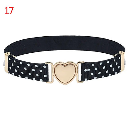 2022 Children Stretch Belts Girls Multicolor Adjustable Elastic Waist Belts with Heart Shape Buckle Waistband Accessories