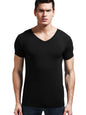 Modal summer round neck tight men's short sleeve V-neck T-shirt solid color vest T-shirt slim-fit sports undershirt
