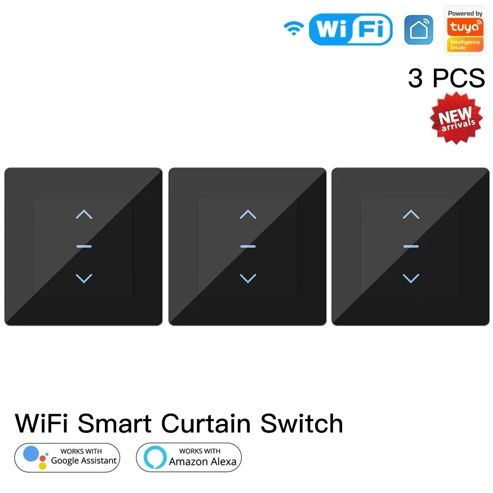 MOES Touch Design WiFi Smart Curtain Switch for Motorized Curtains and Roller Blinds work with Tuya Smart Life App Alexa Google