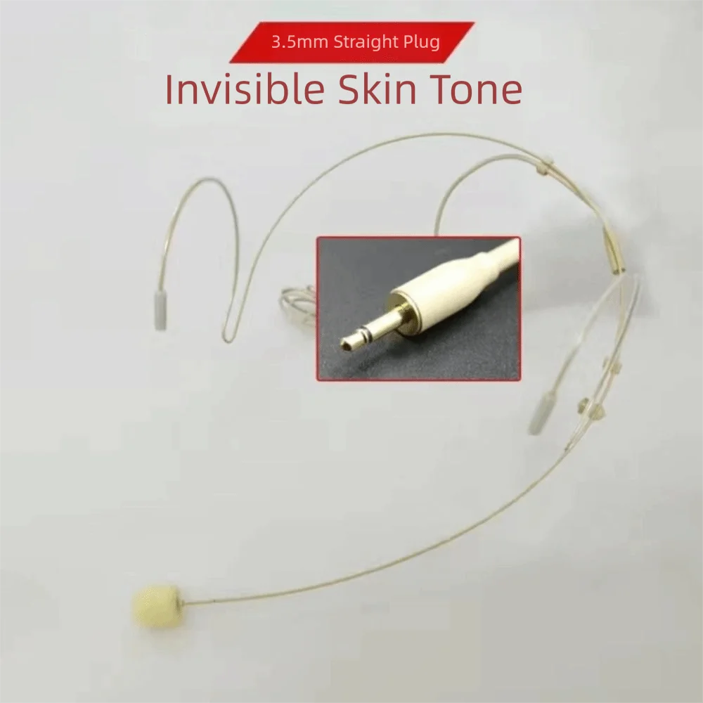 Beige Headset Mic Wireless Double Earhook Headworn Microphone 3.5mm 3 Pin Amplifier Voice Speaker Microphone Accessories