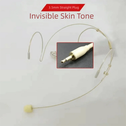 Beige Headset Mic Wireless Double Earhook Headworn Microphone 3.5mm 3 Pin Amplifier Voice Speaker Microphone Accessories