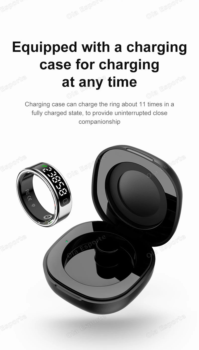New R11 Smart Ring Men Women LED Display Screen Heart Rate Blood Oxygen Monitoring Waterproof Multi Sports Modes Smartrings 2025