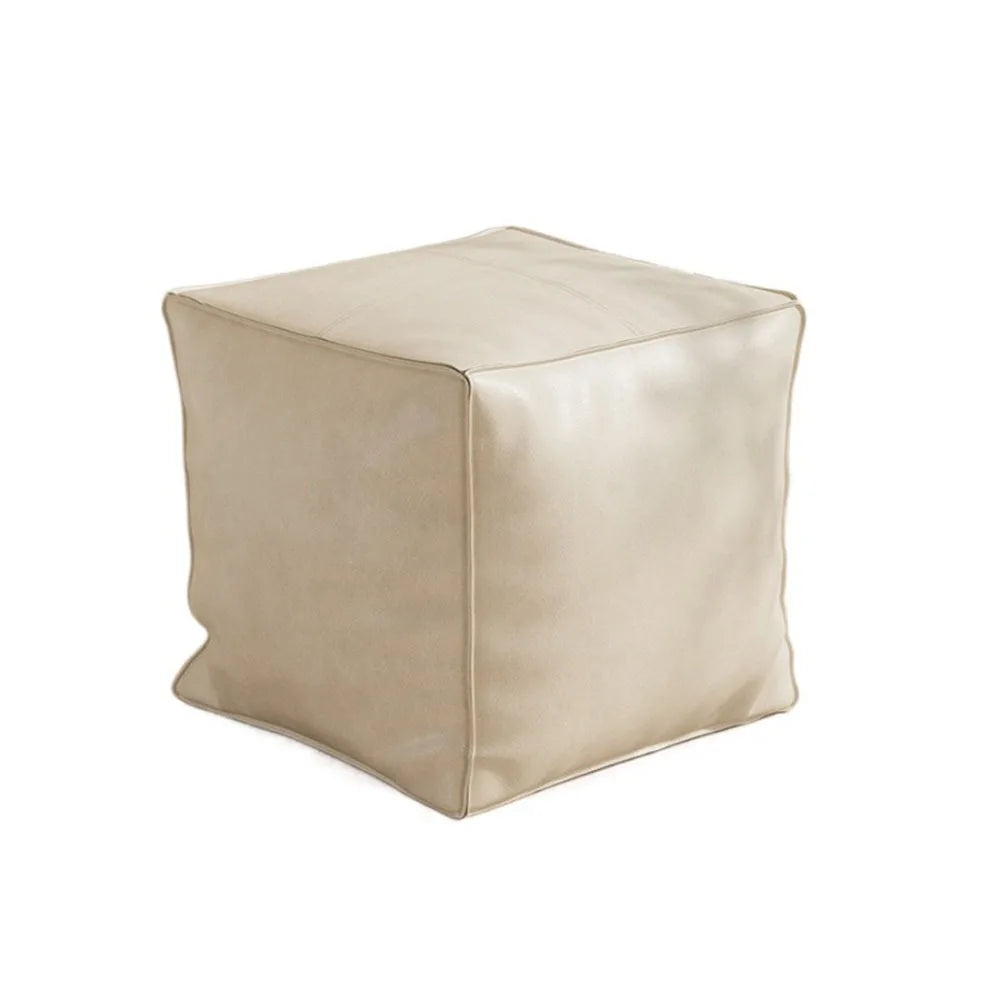 Light Luxury Non-Slip Storage Stool Large Capacity No Fillings PU Leather Ottoman Square Thicken Leather Pouf Balcony