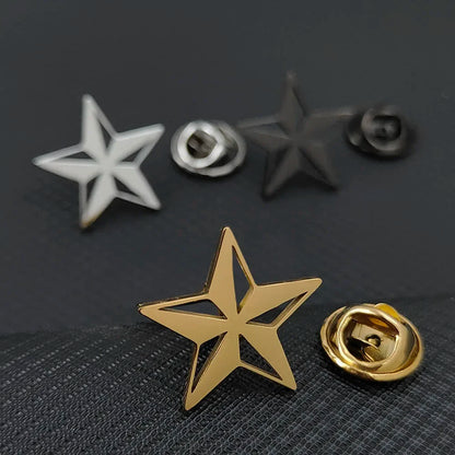 Classic Round Five-pointed Star Gold-plated Brooch, Men's Collar Lapel Pin Black, Suit Accessories, Gift for Husband