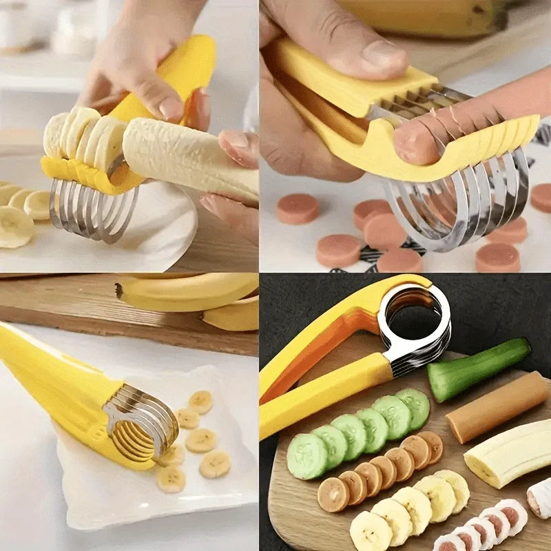 1pc Stainless Steel Manual Slicer - Food-Safe, Easy-to-Use, Round Blade for Bananas, Cucumbers & More - Durable Kitchenware
