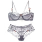 French Pure Passion Bow Shaped Shoulder Strap Lace Sexy Half Cup Push Up Bra Set Women's Thin Lingerie Big Breast Small Cup S-XL