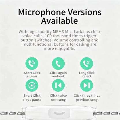 KBEAR Lark 1DD+1BA Hybrid IEM HiFi Earphones Zinc Alloy Shell 10mm Dynamic Driver Wired Headphones with Detachable 2Pin for Audiophile & Studio
