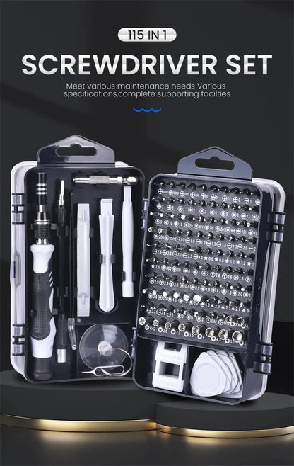 115 in 1 Multifunctional Screwdriver Set Electronic Repair Tools for Computer Phone and Household Use Insulation Screwdriver Kit