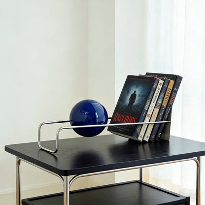 Modern Gravity Ball Book Holder – Bauhaus Mid-Century Desktop Organizer, Chic Magazine & Newspaper Rack, Stylish Office Desk
