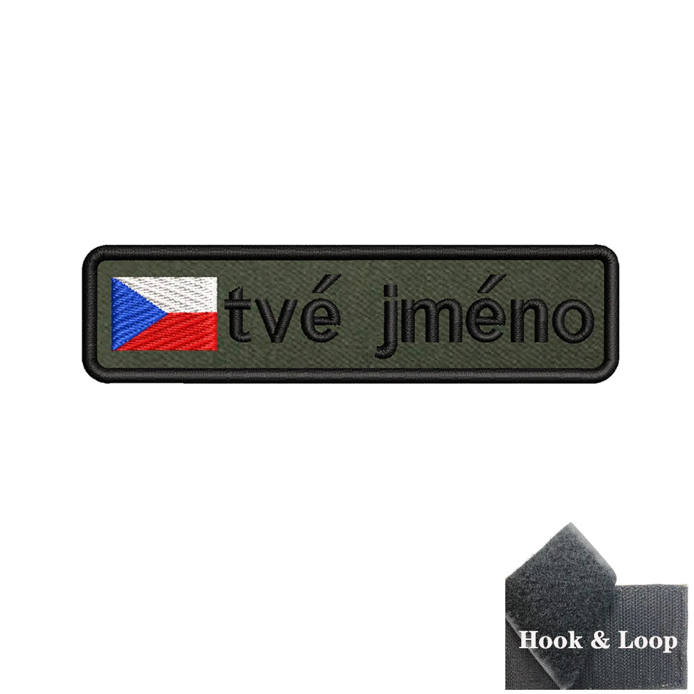 1PC 10cmX2.5cm Custom Name Flag Patch Badge Iron On Hook Loop Army green Netherlands Germany Russia France Belgium Italy Spain