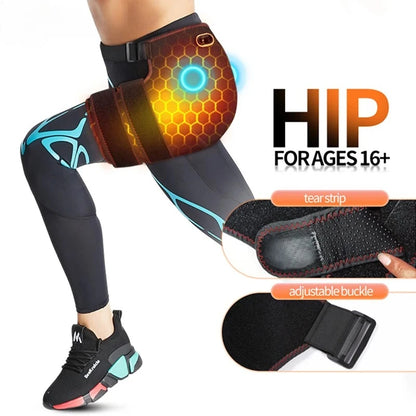 Cordless Heated Hip Support Brace with Massager Relief Lower Back Hip Heating  Massage Support Hips Muscle Relaxation