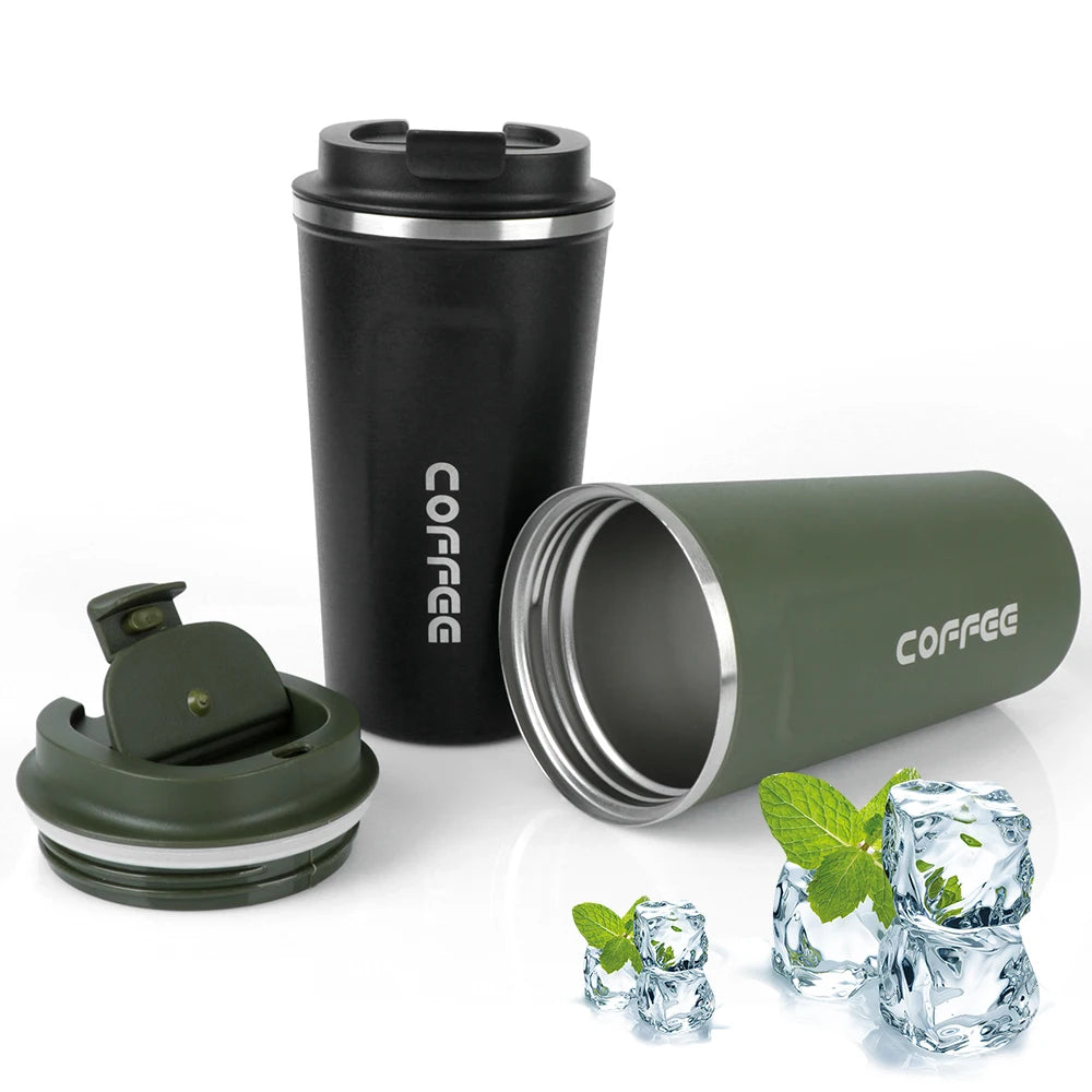 Thermo Cafe Coffee Mug Car Thermos, 380/510ml Leak-Proof Travel Cup for Tea Water Coffee, Double Stainless Steel
