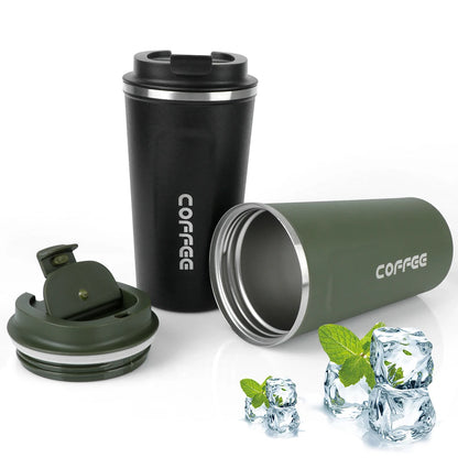 Thermo Cafe Coffee Mug Car Thermos, 380/510ml Leak-Proof Travel Cup for Tea Water Coffee, Double Stainless Steel