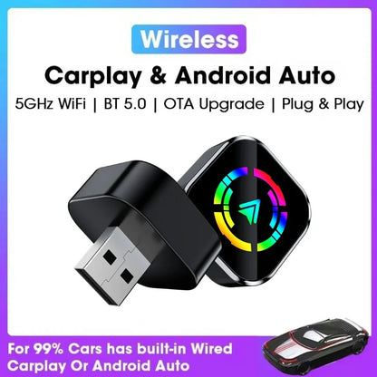 Wireless Carplay Android Auto Adapter 2 in1 Mini Car AI Box AI Smart Box For Audi Toyota Mazda Nissan Kia Ford Opel Skoda