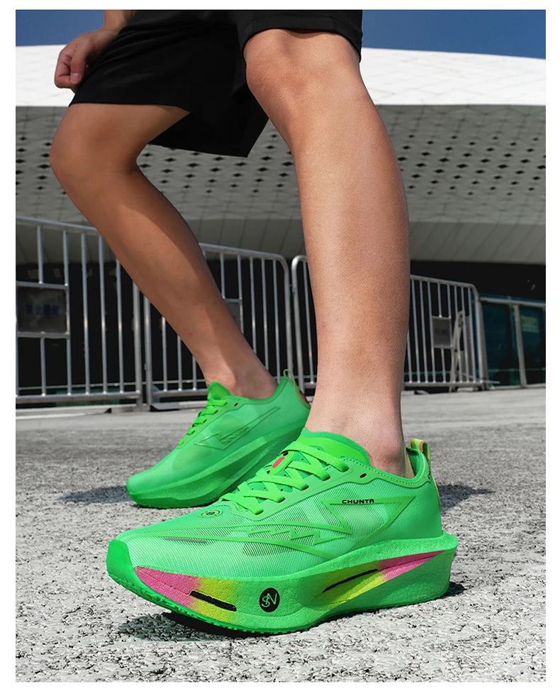 Men's Carbon Plate Breathable Mesh Running Shoes, Women's Marathon Shock-Absorbing and Anti Slip Chunta Sports Shoes