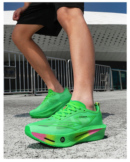 Men's Carbon Plate Breathable Mesh Running Shoes, Women's Marathon Shock-Absorbing and Anti Slip Chunta Sports Shoes