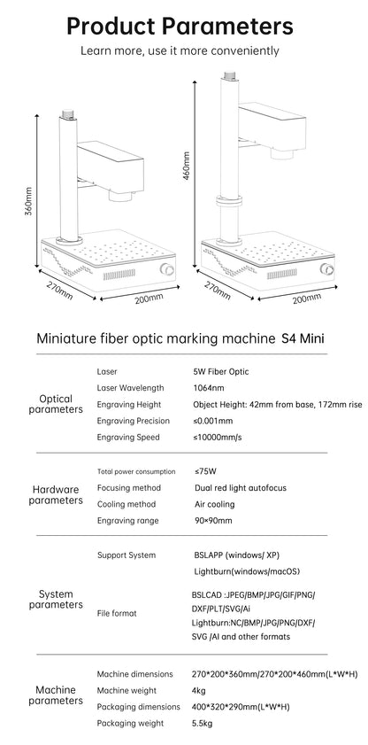 DAJA MINI Portable Fiber Laser Marking Machine High Precision Industrial Business 90*90mm for ALL Metal Jewelry Leather Acrylic