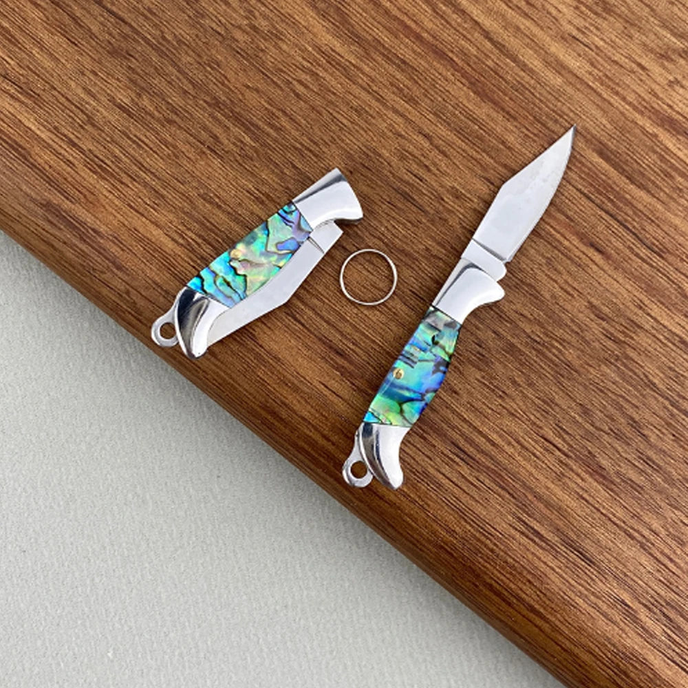 MINI Shell Brass Folding Knife Pocket Keychain Portable Resin Steel Knives Survival EDC Tool Cutter Peeler Hunting Gift