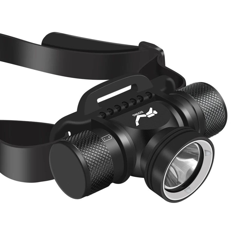 BORUiT HP900 Diving Headlamp 800 Lumen 18650/21700 Battery Torch IPX8 Waterproof Headlight For Fishing Camping Aluminum Alloy