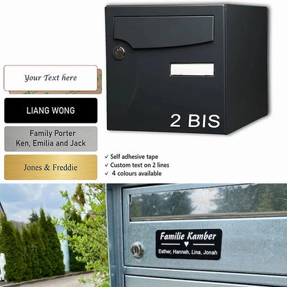 Stainless Steel Adhesive Mailbox Badge Sign Personalized in Hebrew Name ID Text Logo Double Sided Tape Magnet Door Mail Box