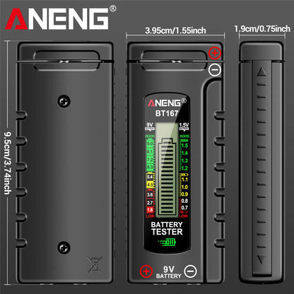 ANENG BT167 household battery level tester does not require power supply to measure D/C/AA/AAA/9V/button battery level detector