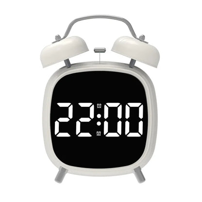 Voice Control Digital Alarm Clock Double Bell Super Loud for Heavy Sleeper Night Mode 12/24H Night Anti-disturb Table LED Clock