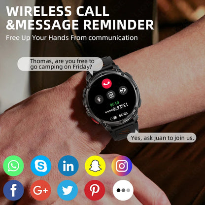 LIGE Smart Watch 2026 Gorąca Sprzedaż 1100mAh Wojskowy Wodoodporny Kompas Latarka LED Tryby Sportowe Męski Smartwatch Dla Android iOS