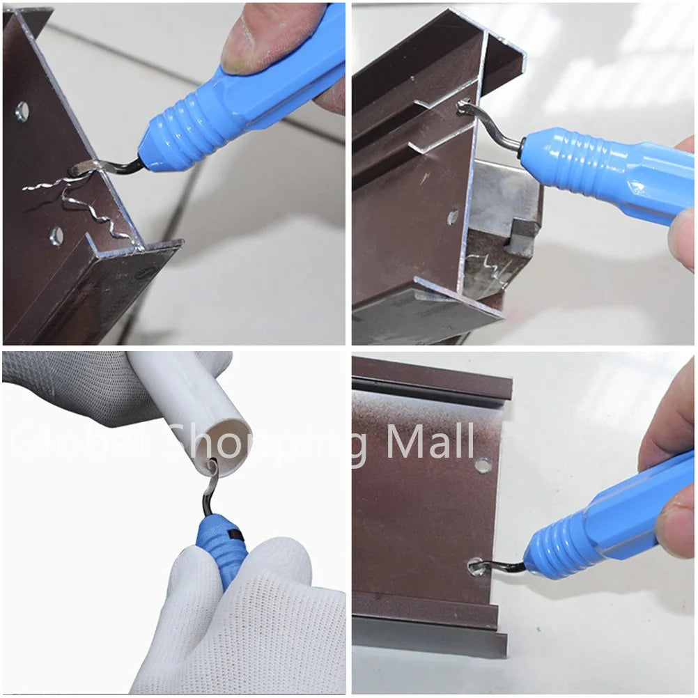 Metal Deburring Tool Kit Burr Remover Hand Tool Anti-Slip Handle with 10pcs Sharp Deburring Blades for Copper Wood Plastic
