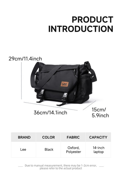 LEE Fashion Waterproof Large Crossbody Shoulder Bag Women Male Flip Laptop Messenger Bag Teenagers College Satchel School Bag