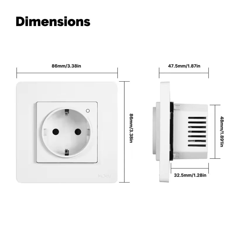 MOES Tuya ZigBee Smart Socket EU Wall Embedded Outlet Energy Monitor Indicator App Remote Control Voice Cotrol Alexa Google Home