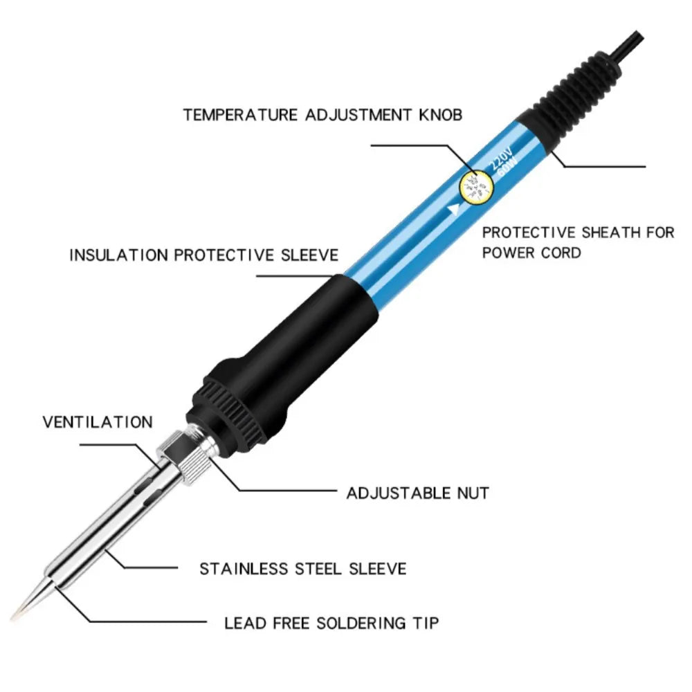 Adjustable Temperature Electric Soldering Iron 60W 220V or 110V Electric Soldering Iron Welding Solder Repair Tool
