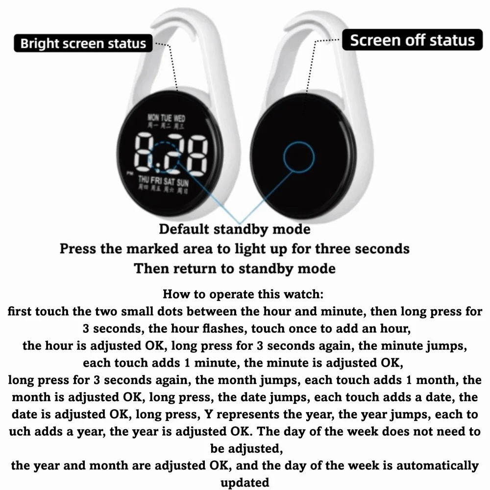 LED Electronic Hanging Watch Portable Digital Display Pocket Watch Pocket Style Waterproof Luminous Pocket Watch