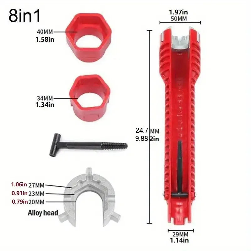 5/8/14 in 1 Multifunction Sink Faucet Wrench Plumbing Double Head Water Pipe Spanner Kit Hand Repair Tool for Bathroom Kitchen