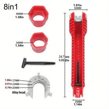 5/8/14 in 1 Multifunction Sink Faucet Wrench Plumbing Double Head Water Pipe Spanner Kit Hand Repair Tool for Bathroom Kitchen