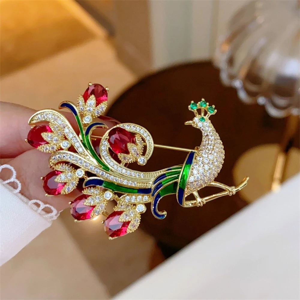 Baroque Luxury Peacock and Phoenix Design Brooches for Men and Women, Jewelry, Fashion Accessories, and Party Gifts