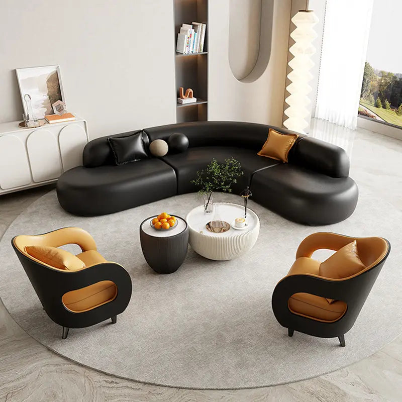 Italian Minimalist Office Sofa Modern High-end Living Room Corner L-shaped Reception Sofa Guest Area Office Furniture FYOS