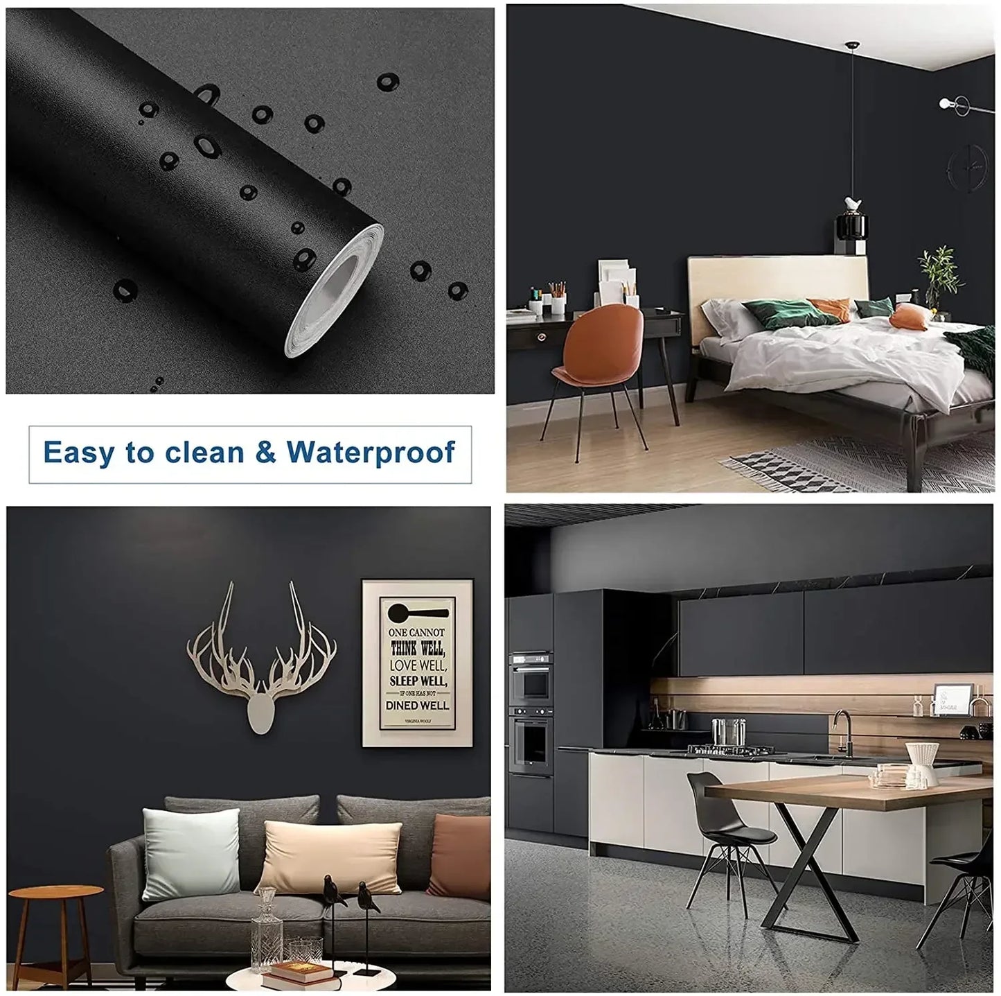 40cm wide vinyl matte decorative contact paper self-adhesive waterproof removable wallpaper for furniture renovation