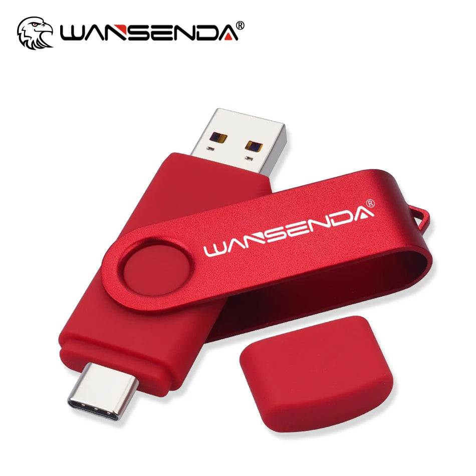 WANSENDA TYPE C USB 3.0 Pendrive Metalowy Pen Drive 512GB 256GB 128GB 64GB 32GB 16GB Pamięć USB 2 W 1 Szybkie Pendrive'y