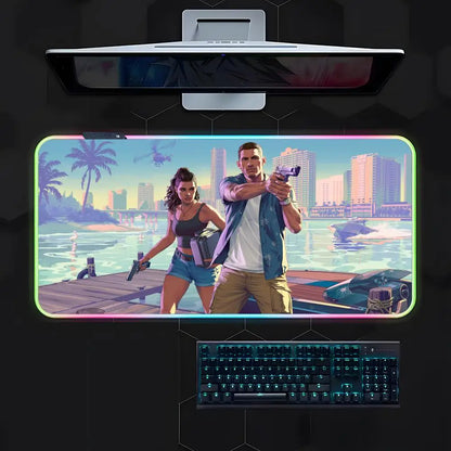 Game G-gta 6 Mouse Pad Gamer Luminescence Led Mouse Pad Gaming Table Rgb Deskmat Keyboard Pc Mousepad