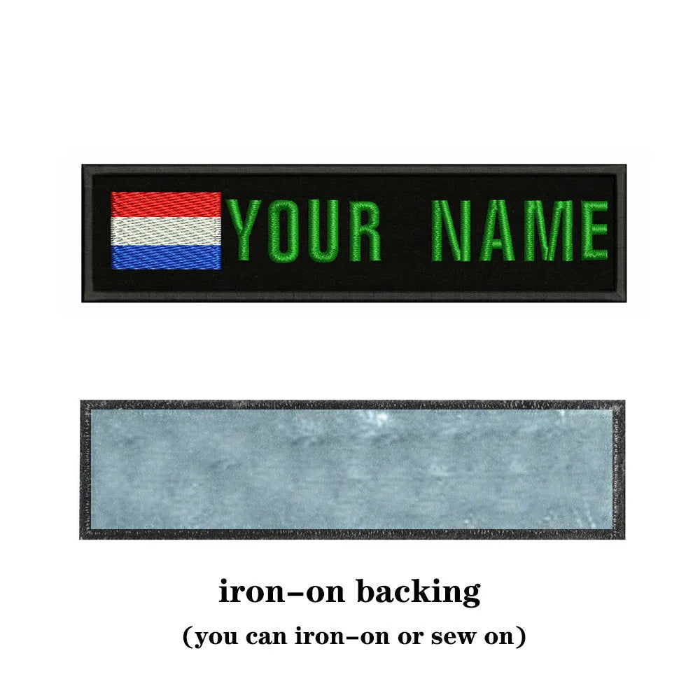 Dutch Flag Netherlands 10X2.5cm Embroidery Custom Name Text Patch Stripes Badge Iron On Or  Patches