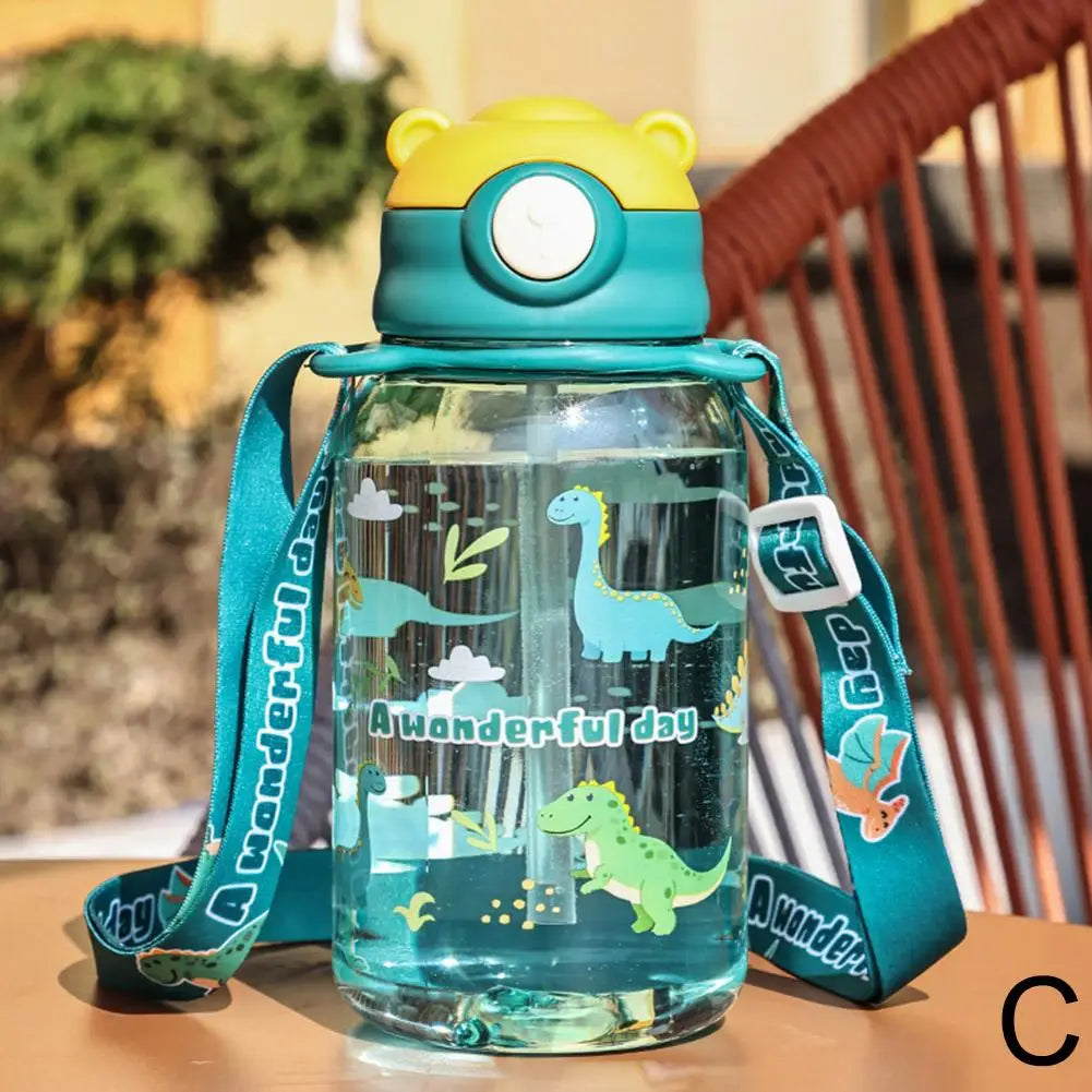 650ml Cute Water Bottle Cup With Straw Adjustable Shoulder Strap Portable Leakproof Students Kids Adults Outdoor BPA Safe 2026