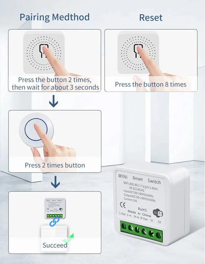 Tuya Smart Wifi Switch RF433Mhz Wireless Light Switch 16A/20A Relay Smart Life App Remote Voice Control With Alexa Google Home