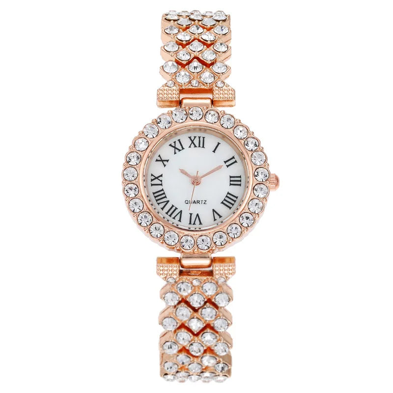 2PCS Women's Watch Fashion Rhinestone Ladies Analog Quartz Watches Bracelet Set Reloj Mujer Girls Clock Gift Relogio Feminino