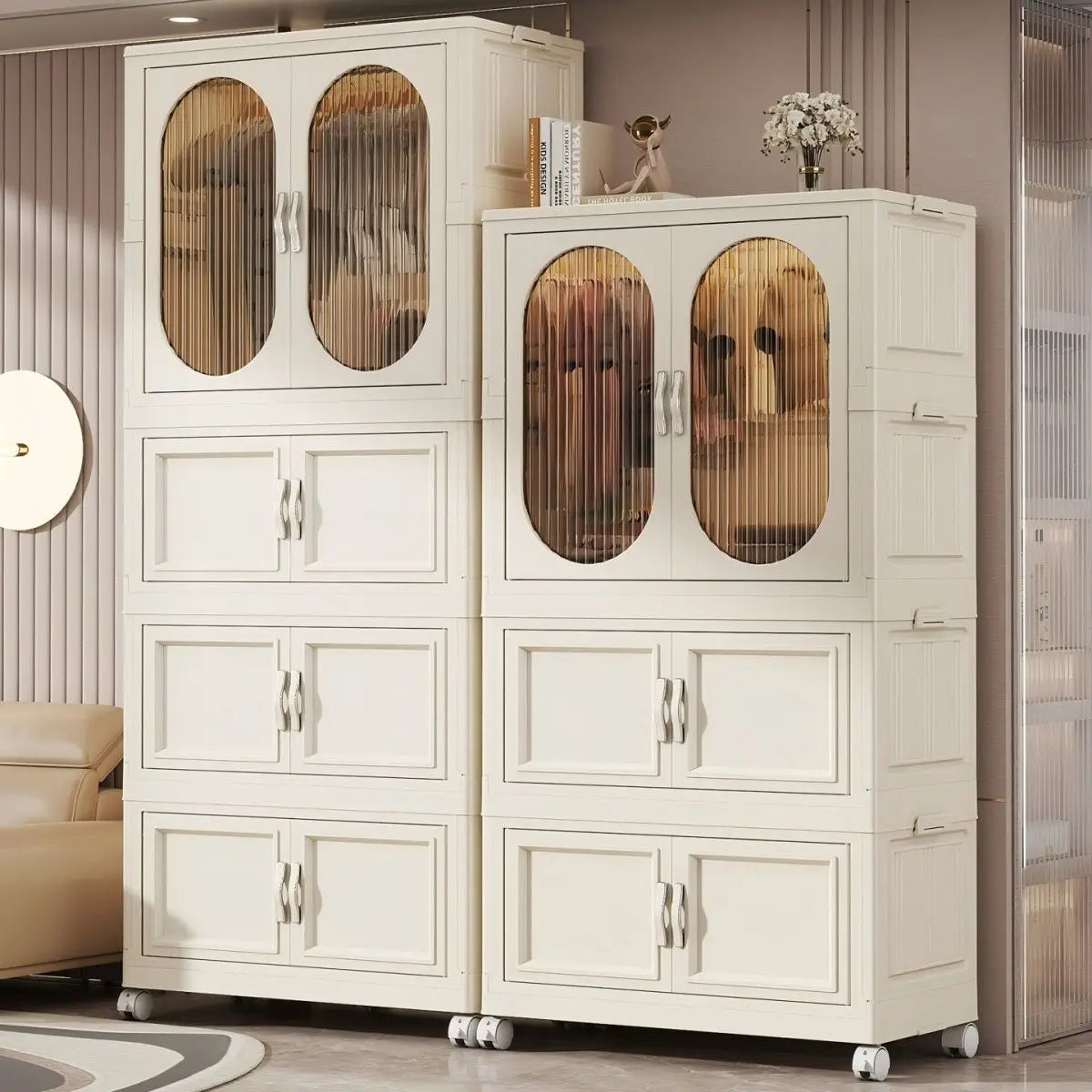 Foldable Baby Closet Plastic Infant Wardrobe Children's Clothing Storage Cabinet for Home Bedroom No Installation Needed